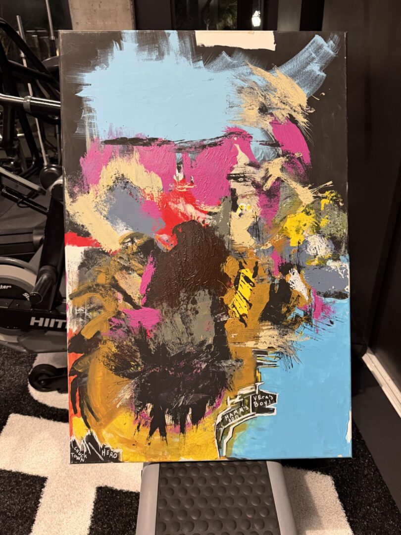 Abstract painting with vibrant colors and textures.